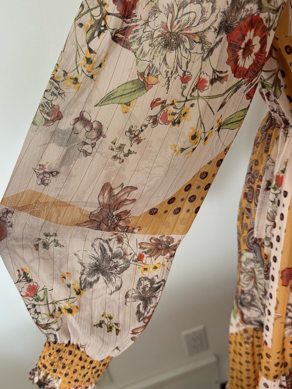 Cottagecore Floral Boho Midi Maxi Dress Small Long Sleeve Tiered Lined Artsy - Picture 4 of 15